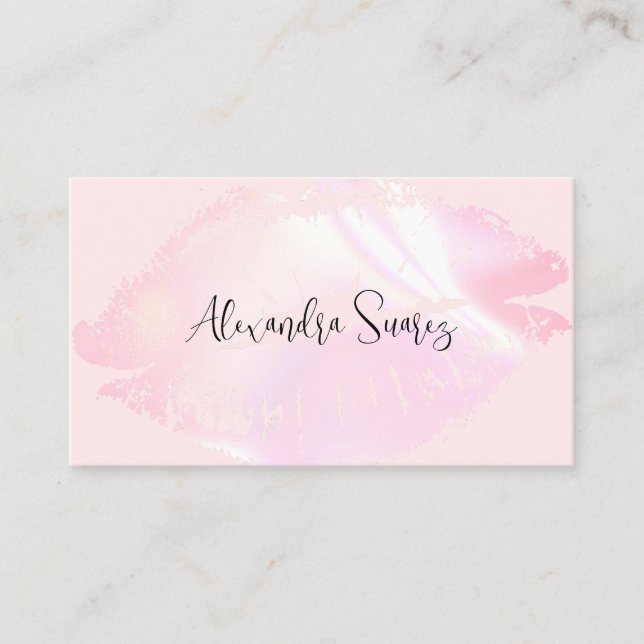 Girly Pink Lips Feminine Makeup Artist Simple Business Card (Front)