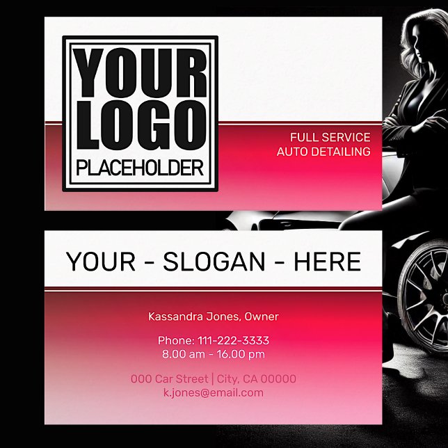 Girly Pink Logo Template Colour Gradient Ombre Coo Business Card (Creator Uploaded)