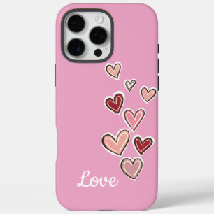 Girly Pink Love Hearts  iPhone 16 Pro Max Case