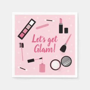 Girly Pink Makeup Glamour Birthday Napkin