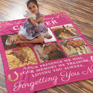 Girly Pink Memorial Horse Photo Fleece Blanket