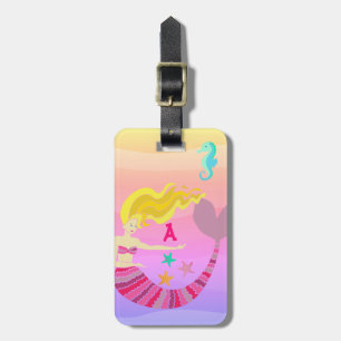 Girly Pink Mermaid Luggage Tag