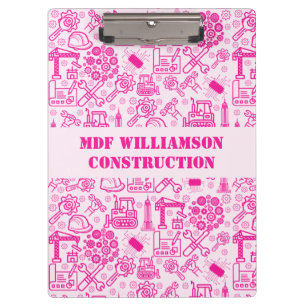 girly pink modern Architectural Blueprint Engineer Clipboard