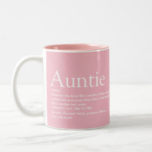Girly Pink Modern Cool Fun Aunt Auntie Definition Two-Tone Coffee Mug