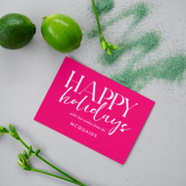 Girly Pink Modern Geometric Christmas Holiday Card