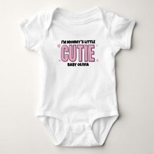 Girly Pink Mommy Little Cutie Personalized  Baby Bodysuit