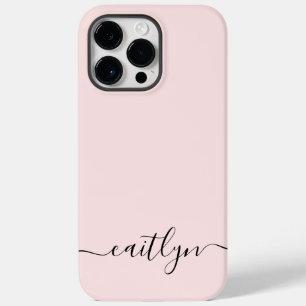 Girly Pink Monogram Modern Script Personalised Case-Mate iPhone 14 Pro Max Case