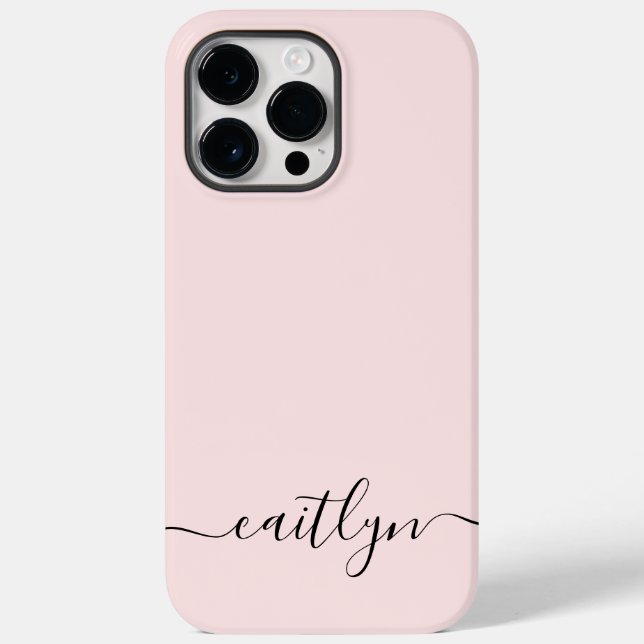 Girly Pink Monogram Modern Script Personalised Case-Mate iPhone Case (Back)