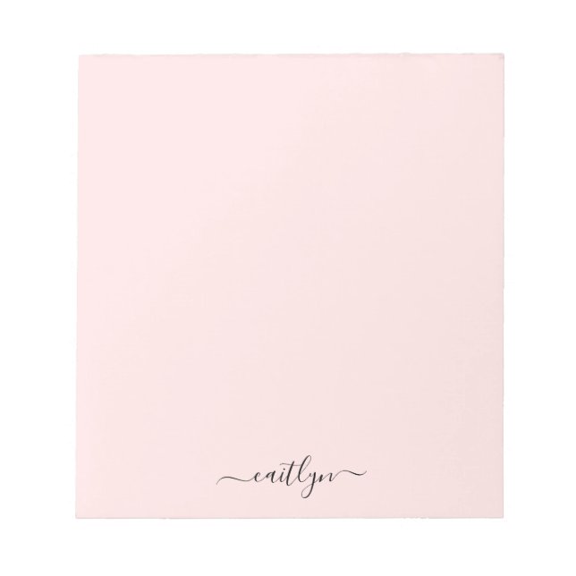 Girly Pink Monogram Modern Script Personalised Notepad (Front)
