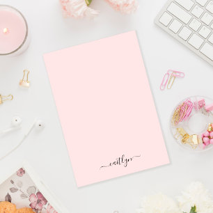 Girly Pink Monogram Modern Script Personalised Post-it Notes