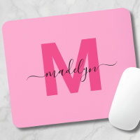 Girly Pink Monogram Script Name