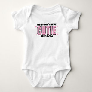 Girly Pink Mummy Little Cutie Personalised  Baby Bodysuit