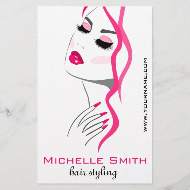 Girly Pink Nail Salon Hair Stylist Makeup Artist Flyer (Front)