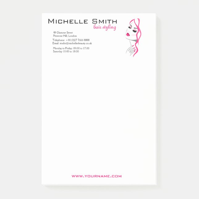 Girly Pink Nail Salon Hair Stylist Makeup Artist Post-it Notes (Front)