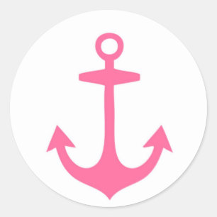 Girly Pink Nautical Design Classic Round Sticker