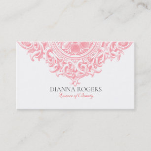 Girly Pink Ornate Vintage Mandala Swirls Business Card