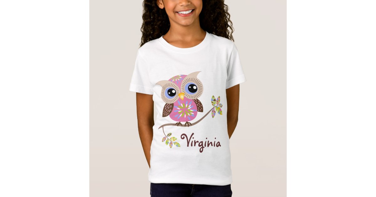 Girly Pink Owl Baby Doll T Shirts Zazzle
