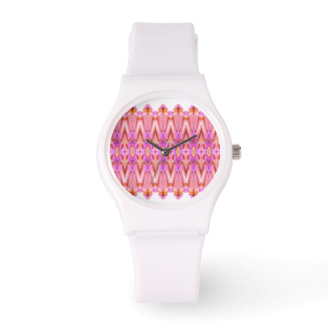 Girly Pink Patterned Designer Watch (Front)