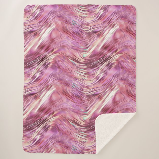Girly Pink Pearl Rose Gold Glam Sherpa Blanket (Front)