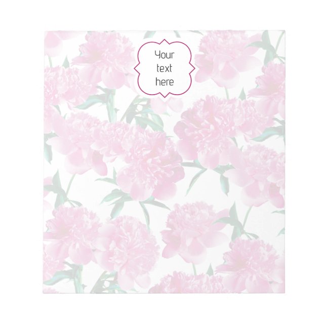 Girly Pink Peonies Photo Modern Romantic Pattern. Notepad (Front)