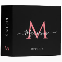 Girly Pink Personalised Monogram Black Recipes
