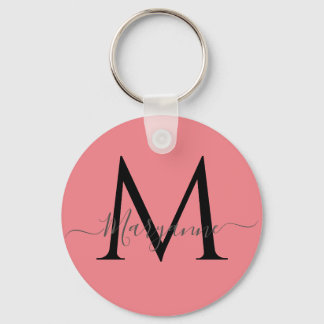 Girly Pink Personalised Monogram Key Ring