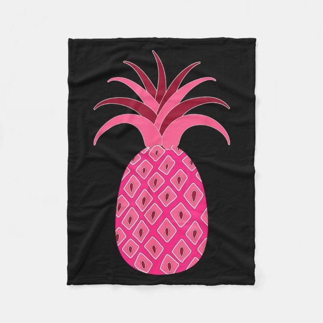 Girly Pink Pineapple Fleece Blanket (Front)