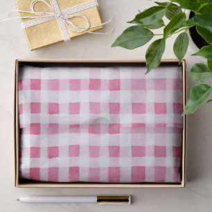 Girly Pink Plaid Stripes Birthday Tissue Paper