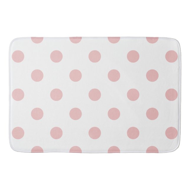 Girly Pink Polka Dots Bath Mat (Front)