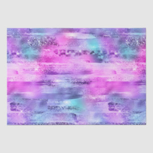Girly Pink Purple Aqua Glitzy Mermaid Stripes Tissue Paper