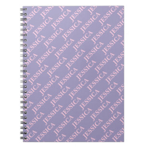 Girly Pink & Purple Name Feminine Office Notebook