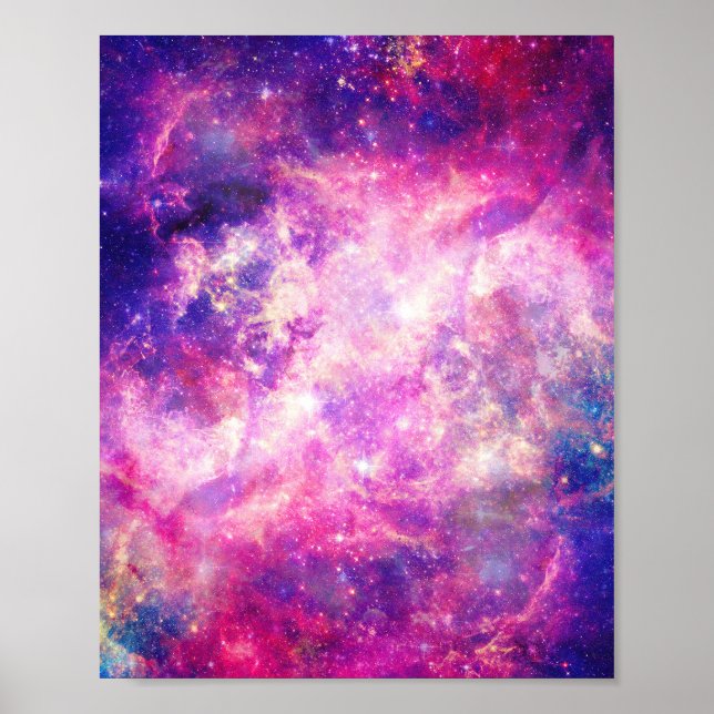 Girly Pink Purple Space Nebula Galaxy Poster (Front)