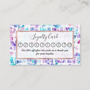 Girly Pink Purple Teal Artsy Abstract Geometric Loyalty Card
