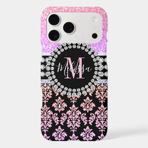 Girly Pink Rainbow Glitter Sparkle Monogram Name