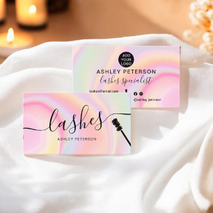 Girly pink rainbow unicorn marble lashes brush business card