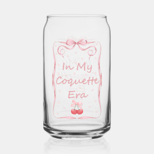 Girly Pink Ribbon Bows Cherries Coquette Can Glass