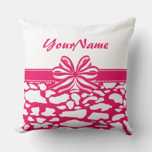 Girly Pink Ribbon Throw Pillow