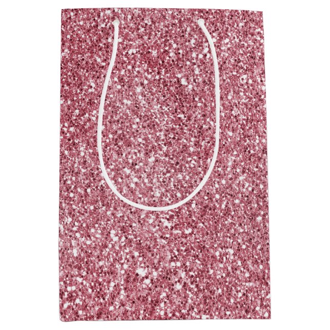 Girly Pink Rose Glitter   Medium Gift Bag (Front)