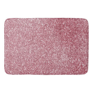 Girly Pink Rose Glitter Sparkle Bath Mat