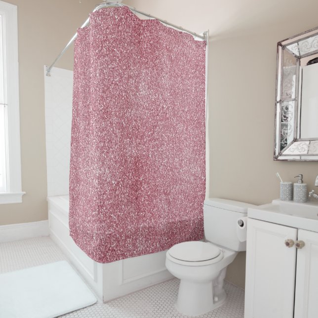 Girly Pink Rose Glitter Sparkle   Shower Curtain (In Situ)