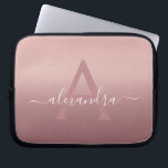 Girly Pink Rose Gold Mongram Ombre Gradient Laptop Sleeve<br><div class="desc">Girly Pink Rose Gold Mongram Ombre Gradient Elegant Monogram Laptop Computer Case. This monogrammed case can be customised to include your initial and first name.</div>