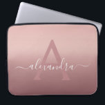 Girly Pink Rose Gold Mongram Ombre Gradient Laptop Sleeve<br><div class="desc">Girly Pink Rose Gold Mongram Ombre Gradient Elegant Monogram Laptop Computer Case. This monogrammed case can be customised to include your initial and first name.</div>