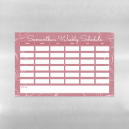 Girly Pink Rose Gold Weekly School Schedule  Magnetic Dry Erase Sheet
