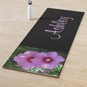 Girly Pink Rose of Sharon Photo Personalised Yoga Mat