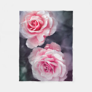 Girly Pink Roses Floral Photo Fleece Blanket