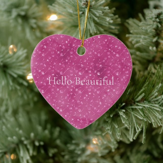 Girly Pink Sparkle Glitter Flowers Ceramic Ornament (Tree)