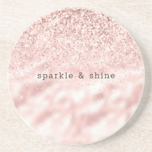 Girly Pink Sparkle Glitter personalised Coaster