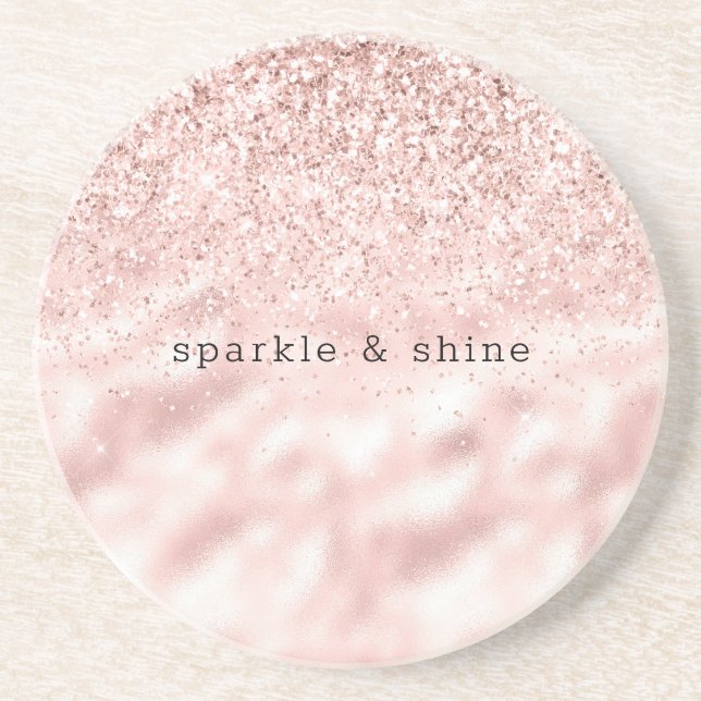 Girly Pink Sparkle Glitter personalised Coaster (Front)