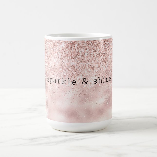Girly Pink Sparkle Glitter personalized Coffee Mug (Center)