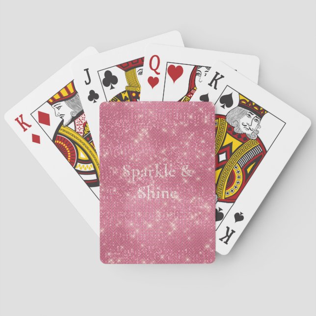Girly Pink Sparkle Glitter Playing Cards (Back)